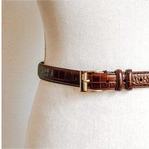 Ralph Lauren Croc Embossed Patent Leather Belt
